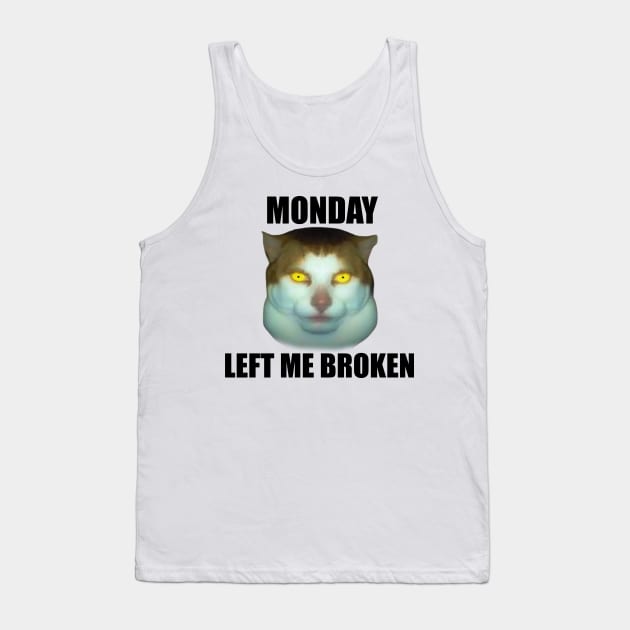 Monday Left Me Broken Cat | Funny Meme T-Shirt | Oddly Specific Shirt | Weird Tank Top by Y2KSZN